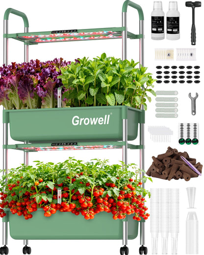 HS11 Hydroponics Growing System Kit, 54 Pods Vertical Indoor Herb Garden with Smart LED Grow Light, Auto Circulating Water Pump Each Tier, 28L Hydroponic Gardening Systems for Ideal Gifts