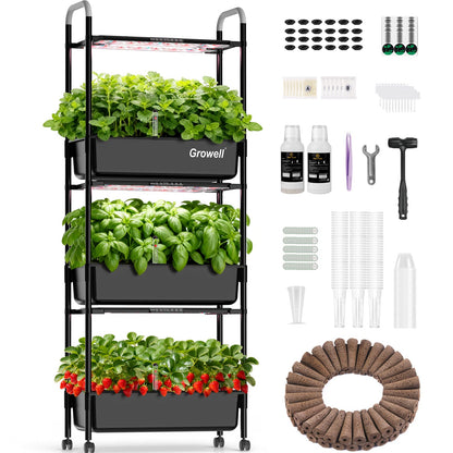 HS12 Hydroponics Growing System Kit, 81 Pods Vertical Indoor Herb Garden with Smart LED Grow Light, Auto Circulating Water Pump Each Tier, 42L Hydroponic Gardening Systems for Ideal Gifts