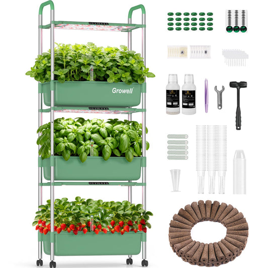 HS12 Hydroponics Growing System Kit, 81 Pods Vertical Indoor Herb Garden with Smart LED Grow Light, Auto Circulating Water Pump Each Tier, 42L Hydroponic Gardening Systems for Ideal Gifts