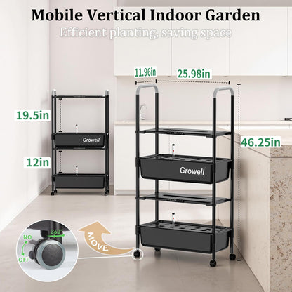 HS11 Hydroponics Growing System Kit, 54 Pods Vertical Indoor Herb Garden with Smart LED Grow Light, Auto Circulating Water Pump Each Tier, 28L Hydroponic Gardening Systems for Ideal Gifts