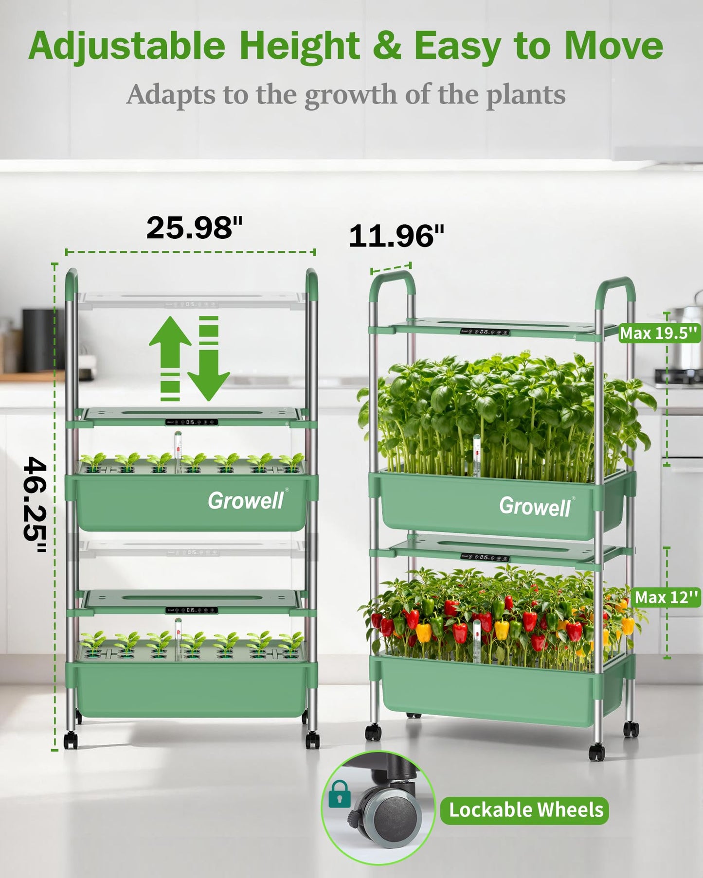 HS11 Hydroponics Growing System Kit, 54 Pods Vertical Indoor Herb Garden with Smart LED Grow Light, Auto Circulating Water Pump Each Tier, 28L Hydroponic Gardening Systems for Ideal Gifts
