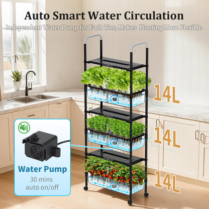 Large Basket Hydroponics Growing System Kit, 32 Pods Vertical Hydroponic Garden with 2 Grow Light Modes, Auto Circulating Water System, 32L Indoor Gardening System for Herb Vegetable Fruit
