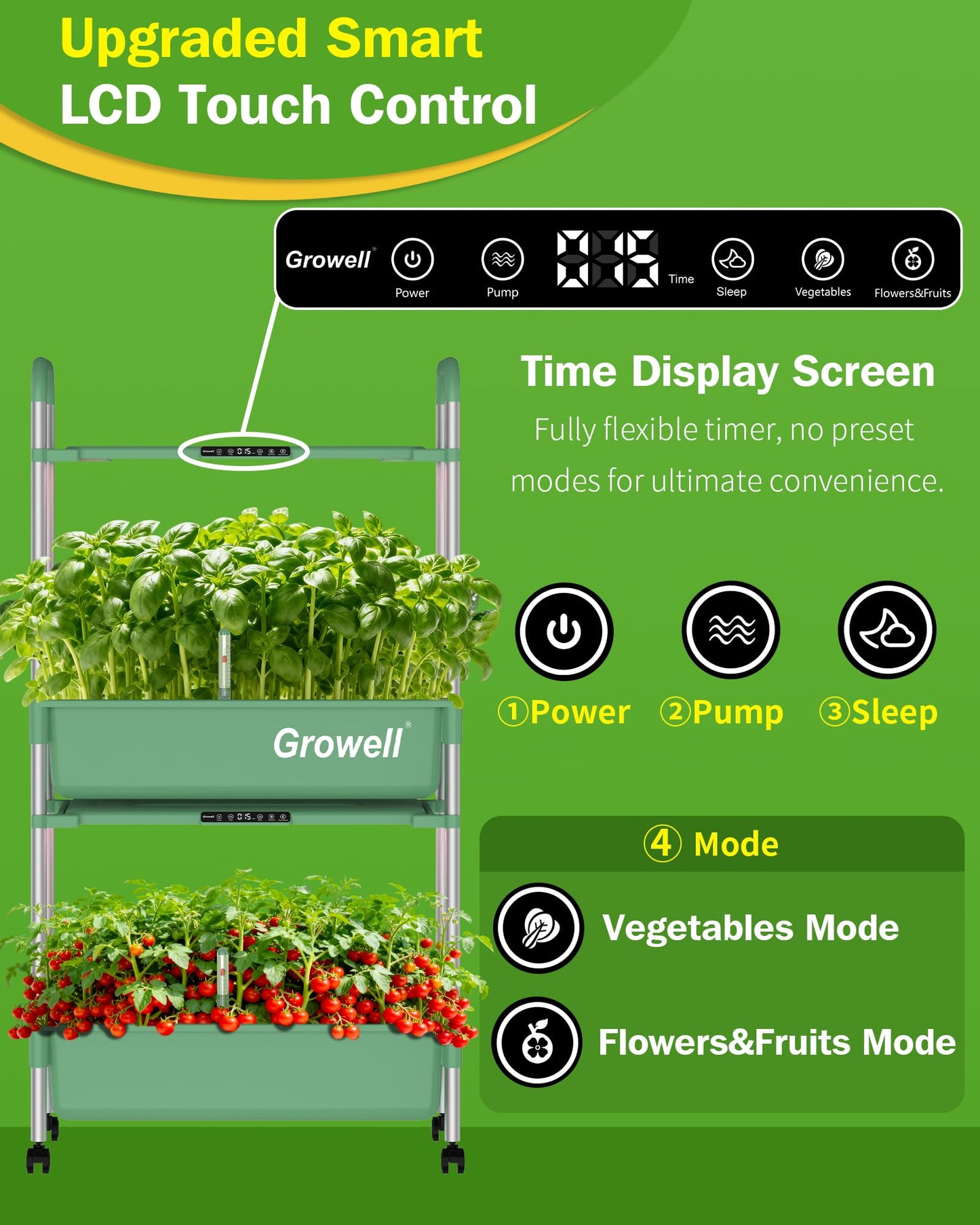 HS11 Hydroponics Growing System Kit, 54 Pods Vertical Indoor Herb Garden with Smart LED Grow Light, Auto Circulating Water Pump Each Tier, 28L Hydroponic Gardening Systems for Ideal Gifts