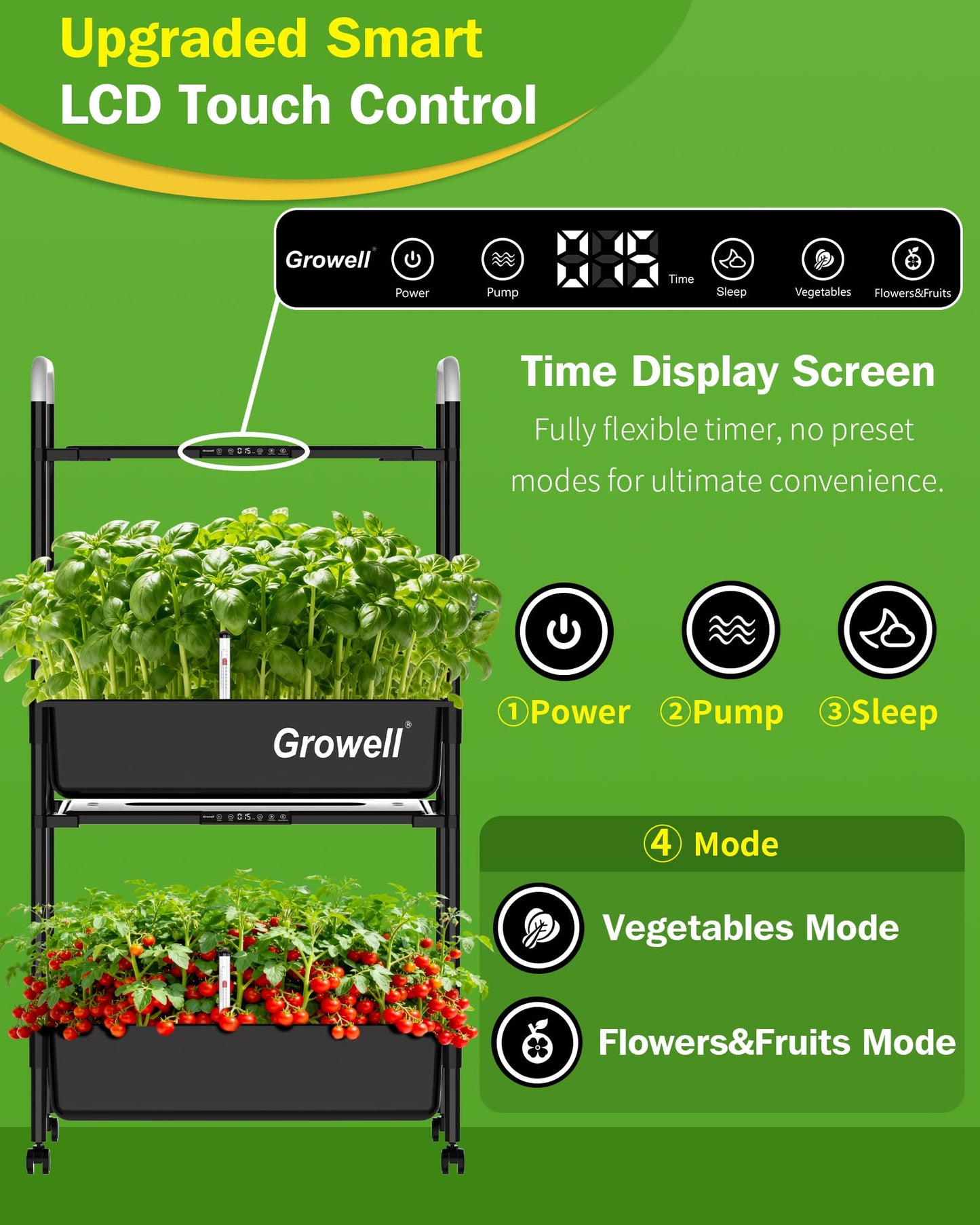 HS11 Hydroponics Growing System Kit, 54 Pods Vertical Indoor Herb Garden with Smart LED Grow Light, Auto Circulating Water Pump Each Tier, 28L Hydroponic Gardening Systems for Ideal Gifts