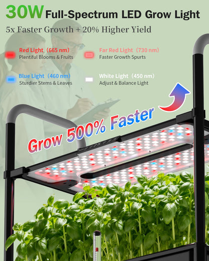 HS11 Hydroponics Growing System Kit, 54 Pods Vertical Indoor Herb Garden with Smart LED Grow Light, Auto Circulating Water Pump Each Tier, 28L Hydroponic Gardening Systems for Ideal Gifts