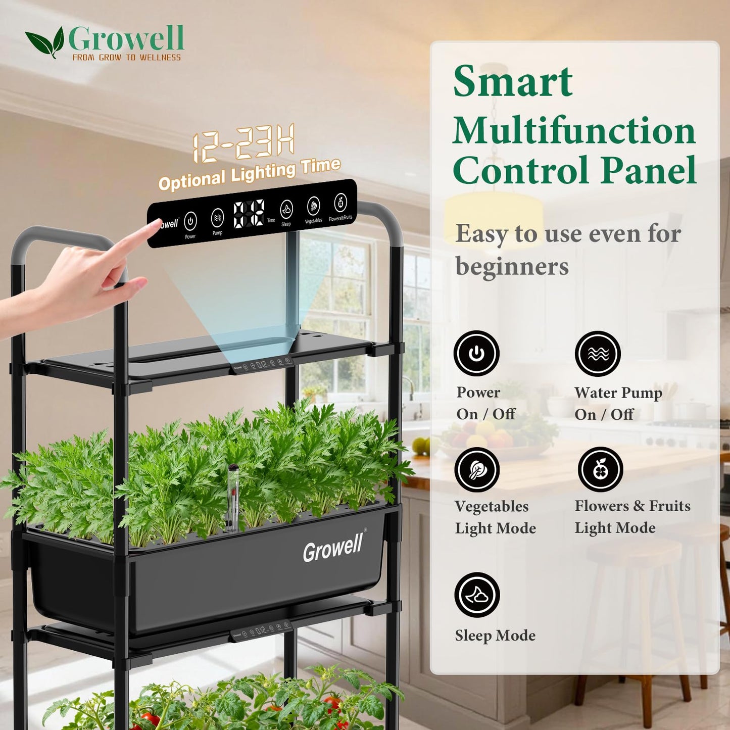 Large Basket Hydroponics Growing System Kit, 32 Pods Vertical Hydroponic Garden with 2 Grow Light Modes, Auto Circulating Water System, 32L Indoor Gardening System for Herb Vegetable Fruit
