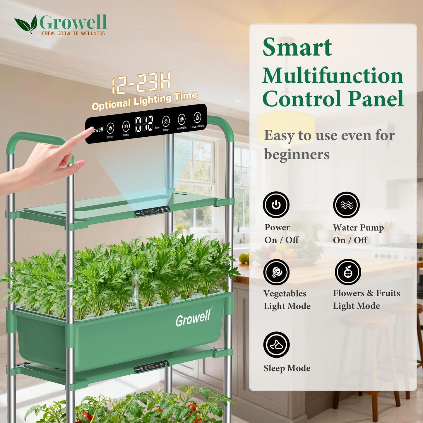 Large Basket Hydroponics Growing System Kit, 32 Pods Vertical Hydroponic Garden with 2 Grow Light Modes, Auto Circulating Water System, 32L Indoor Gardening System for Herb Vegetable Fruit