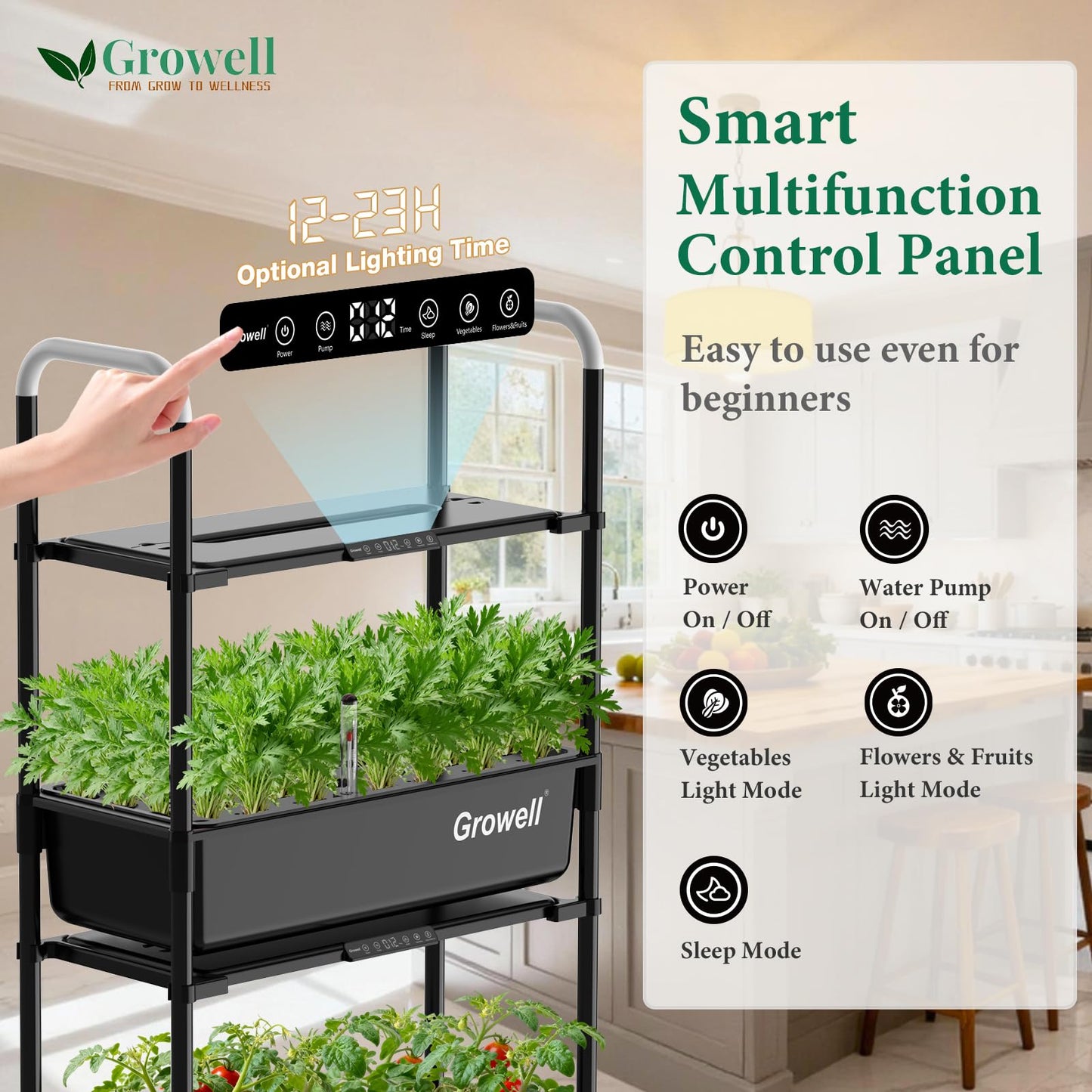 HS11 Hydroponics Growing System Kit, 54 Pods Vertical Indoor Herb Garden with Smart LED Grow Light, Auto Circulating Water Pump Each Tier, 28L Hydroponic Gardening Systems for Ideal Gifts