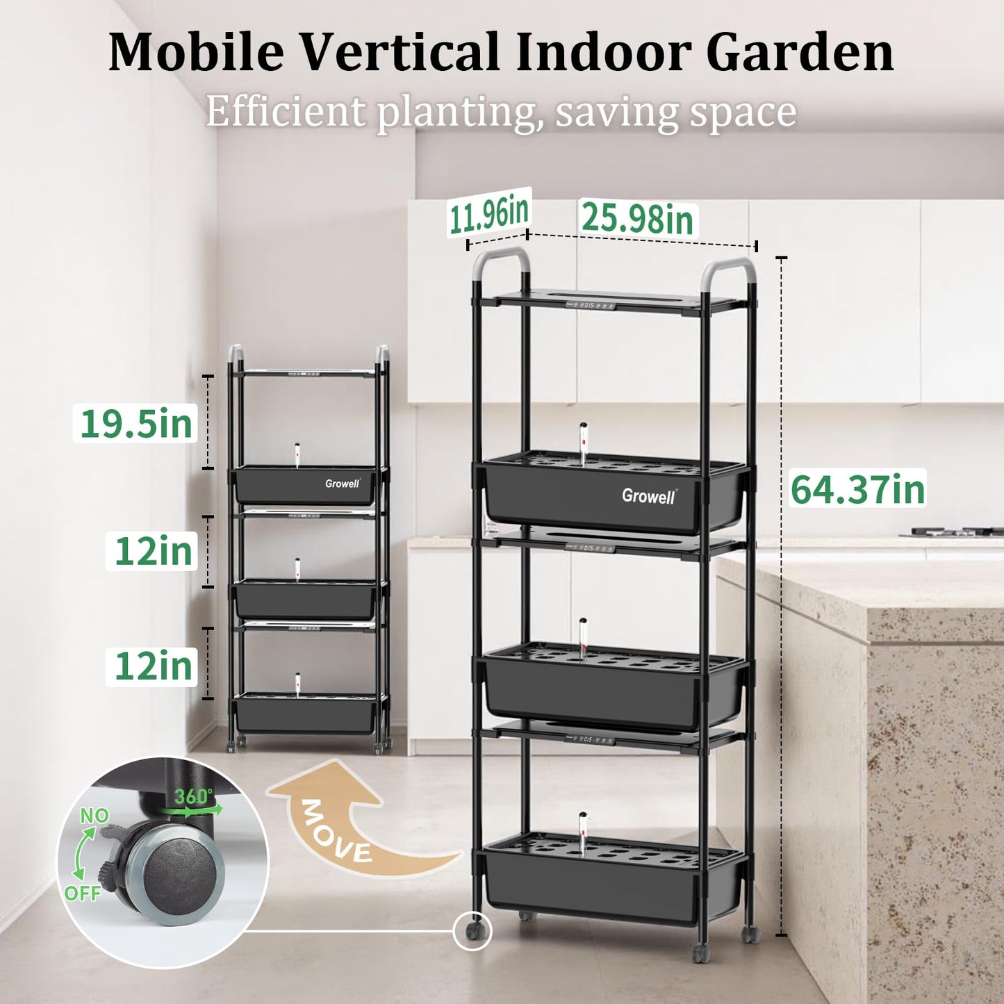 HS12 Hydroponics Growing System Kit, 81 Pods Vertical Indoor Herb Garden with Smart LED Grow Light, Auto Circulating Water Pump Each Tier, 42L Hydroponic Gardening Systems for Ideal Gifts