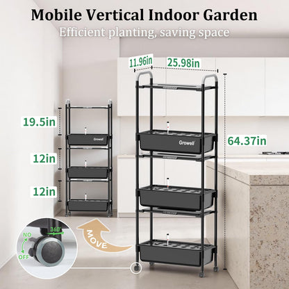 HS12 Hydroponics Growing System Kit, 81 Pods Vertical Indoor Herb Garden with Smart LED Grow Light, Auto Circulating Water Pump Each Tier, 42L Hydroponic Gardening Systems for Ideal Gifts