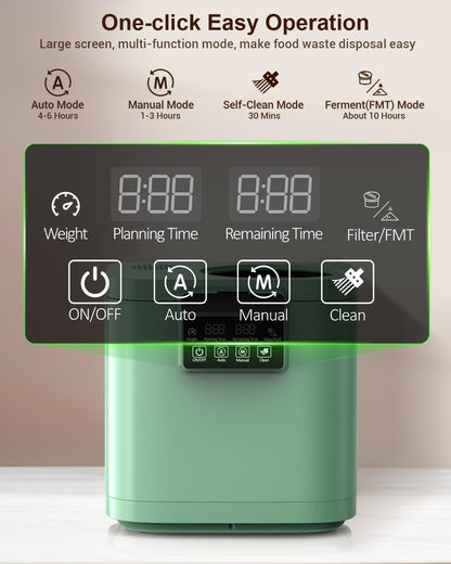 4L Electric Composter for Kitchen, Smart Countertop Compost Bin with Visible Window,Odorless & Low Noise, Auto-Cleaning,Turn Food Waste into Fertilizer, Food Waste Compost Indoor Machine, EC01