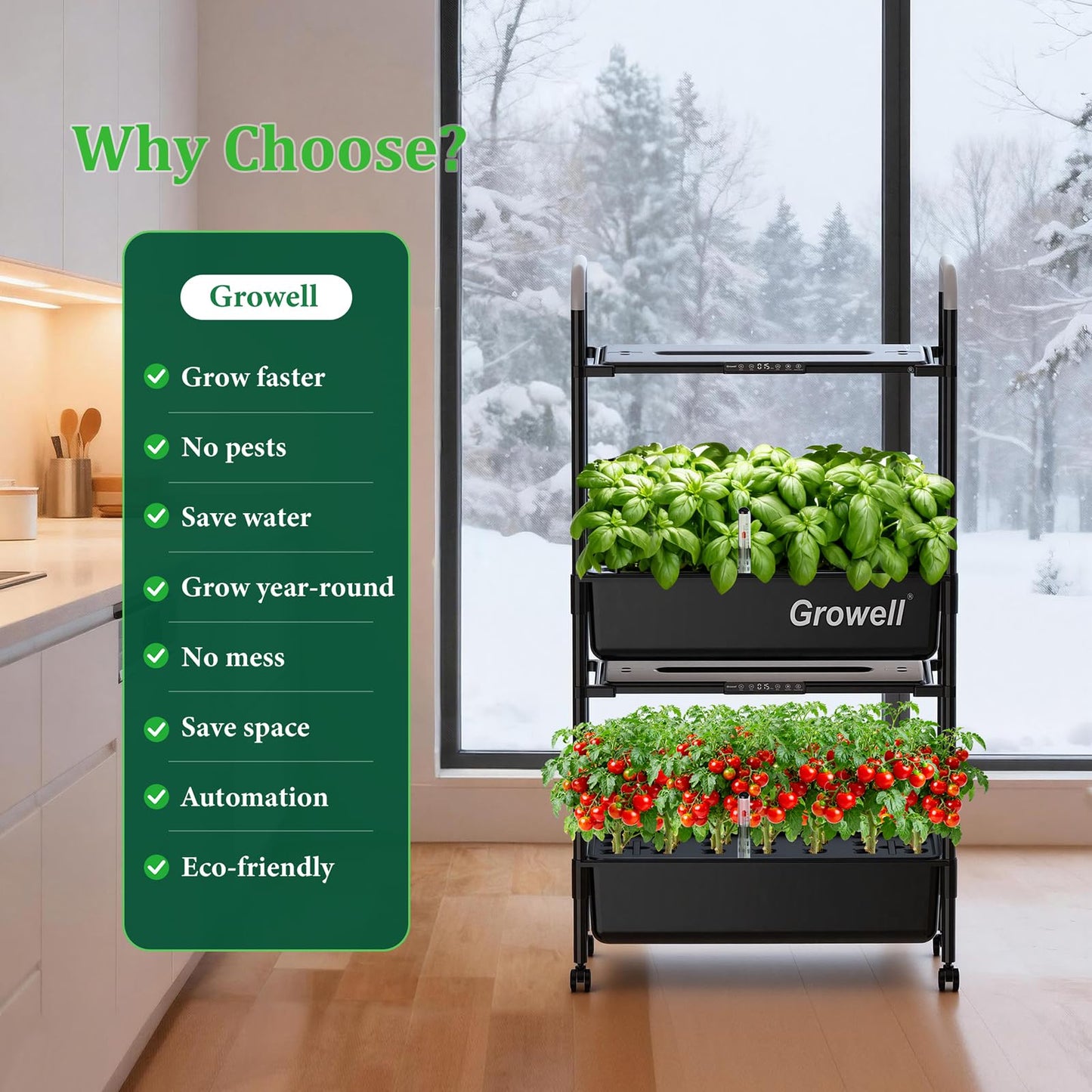 HS11 Hydroponics Growing System Kit, 54 Pods Vertical Indoor Herb Garden with Smart LED Grow Light, Auto Circulating Water Pump Each Tier, 28L Hydroponic Gardening Systems for Ideal Gifts