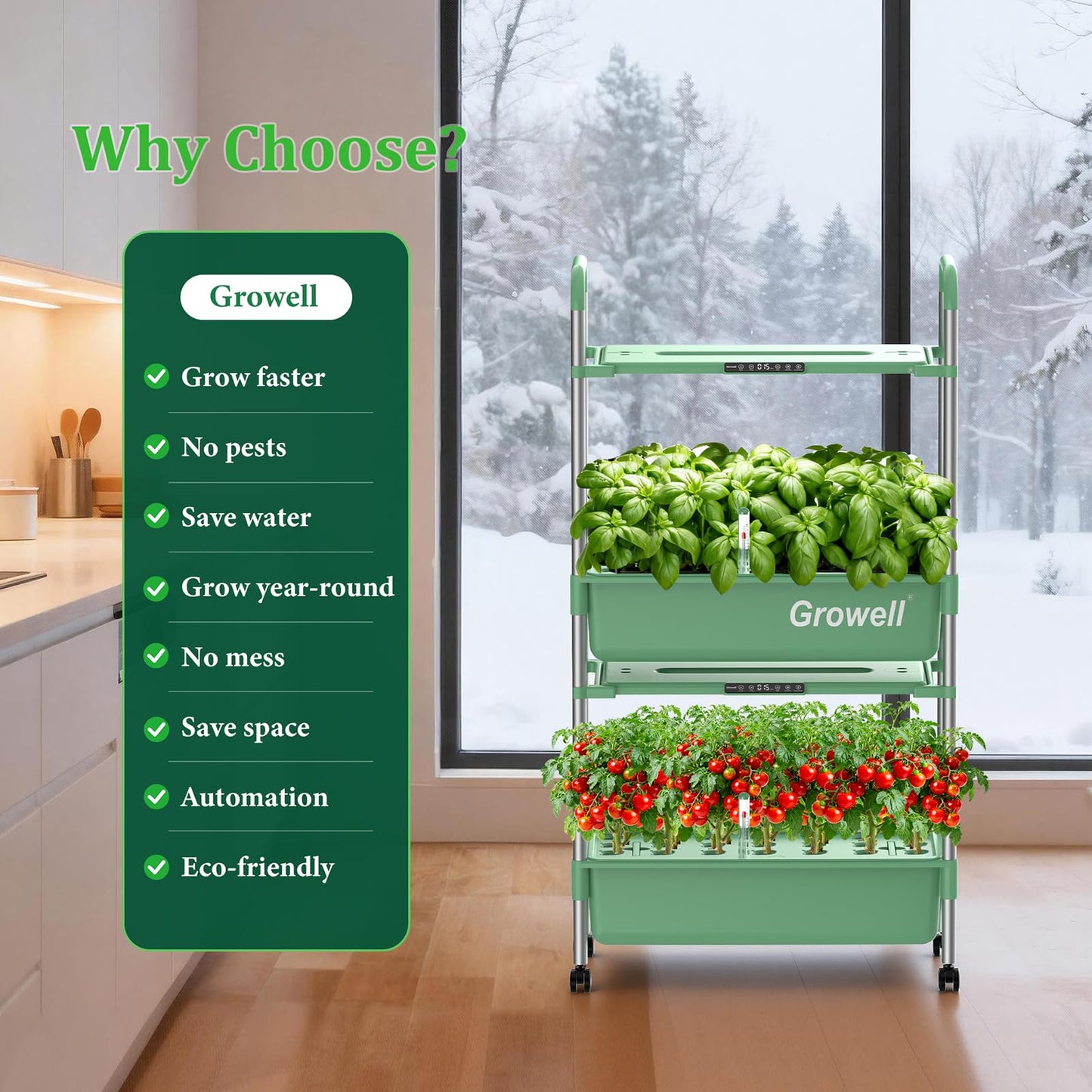 Large Basket Hydroponics Growing System Kit, 32 Pods Vertical Hydroponic Garden with 2 Grow Light Modes, Auto Circulating Water System, 32L Indoor Gardening System for Herb Vegetable Fruit