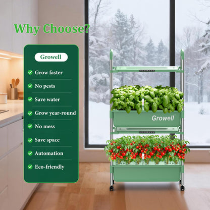 Large Basket Hydroponics Growing System Kit, 32 Pods Vertical Hydroponic Garden with 2 Grow Light Modes, Auto Circulating Water System, 32L Indoor Gardening System for Herb Vegetable Fruit