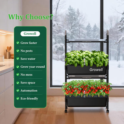 HS11 Hydroponics Growing System Kit, 54 Pods Vertical Indoor Herb Garden with Smart LED Grow Light, Auto Circulating Water Pump Each Tier, 28L Hydroponic Gardening Systems for Ideal Gifts