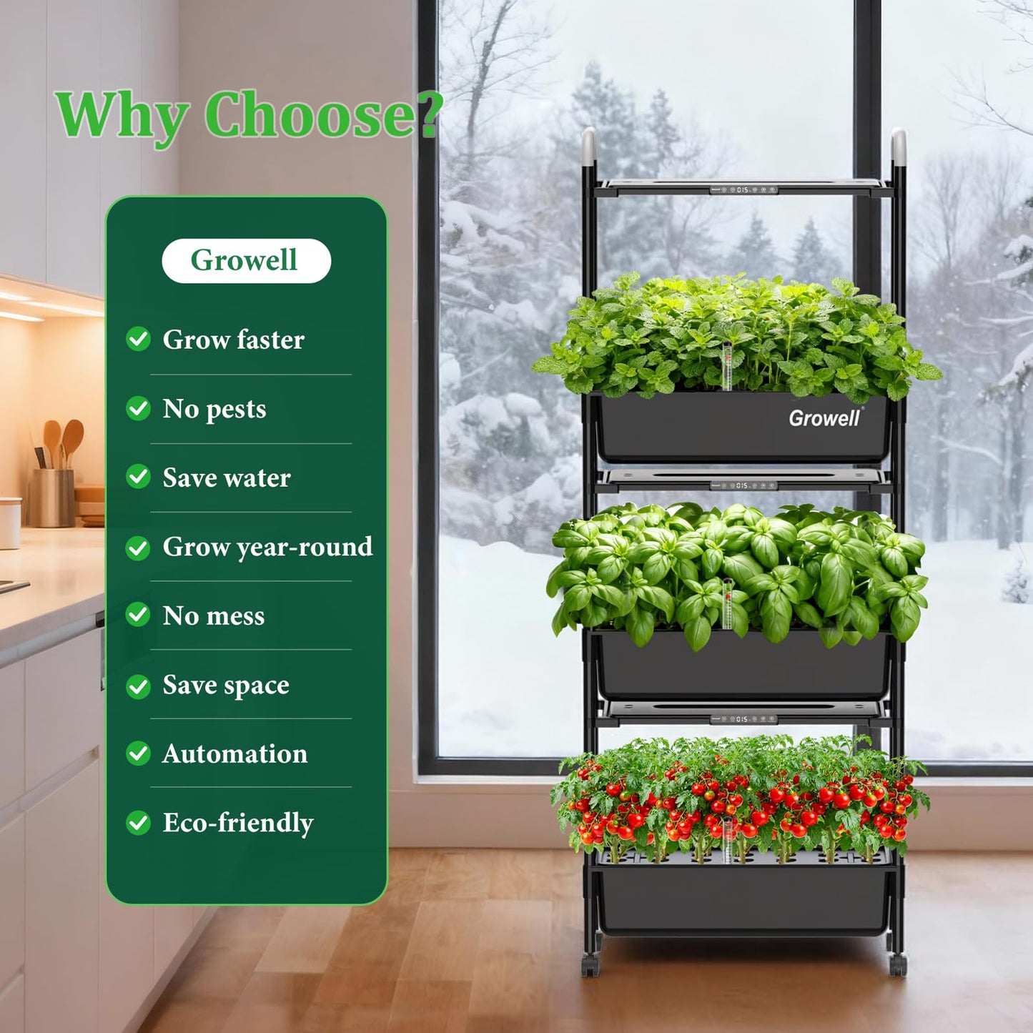 HS12 Hydroponics Growing System Kit, 81 Pods Vertical Indoor Herb Garden with Smart LED Grow Light, Auto Circulating Water Pump Each Tier, 42L Hydroponic Gardening Systems for Ideal Gifts